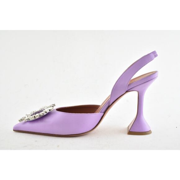 Amina Muaddi 95 Begum Slingback Unicorn Purple Crystal Sandal Heel Pump 36.5 - Picture 6 of 9